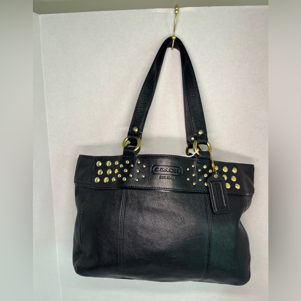 Coach Black Tote with Gold Studs